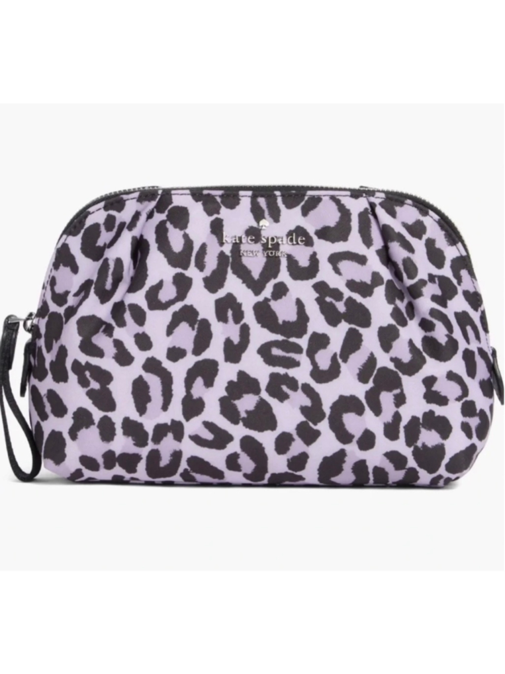 NWT Kate Spade Cosmetic Bag One Size Purple Black Leopard Print